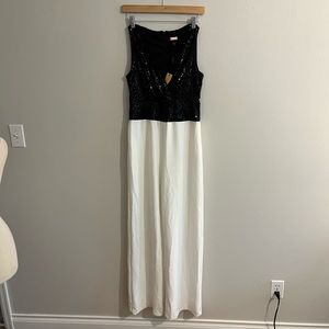 Alexia Admor jumpsuit white/black sequin top size 4